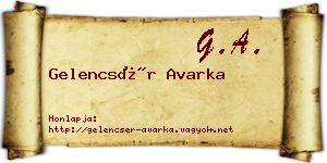 Gelencsér Avarka névjegykártya